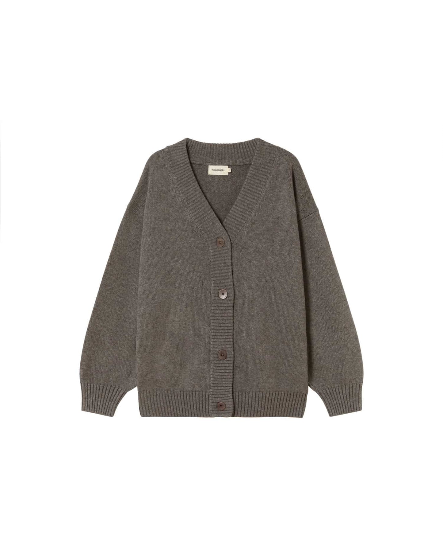 Thinking MU - BLUEBERRY JAZZ KNITTED CARDIGAN GREY