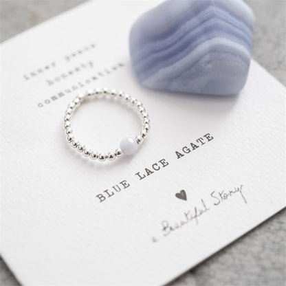 a beautiful story - Sparkle Blue Lace Agate silberfarben Ring M/L