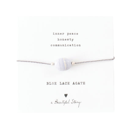 a beautiful story - Gemstone Card Blue Lace Agate silberfarben Armband