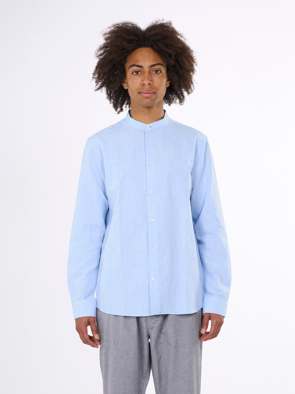 KCA - Custom fit linen stand collar shirt Vegan Skyway