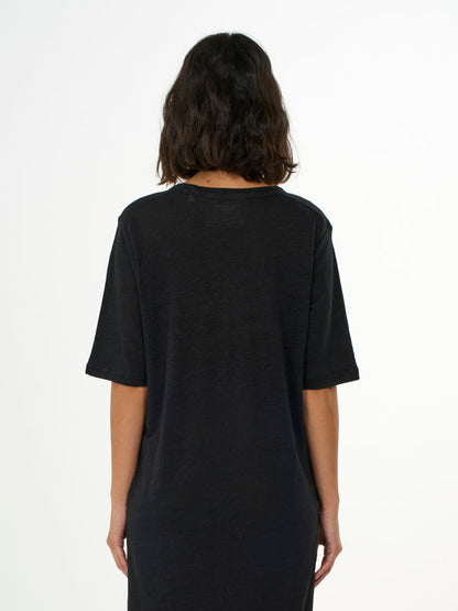KCA - Linen short sleeved t-shirt dress - Vegan Black Jet