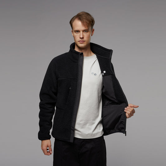 pinqponq - FLEECE JACKET MEN Peat Black