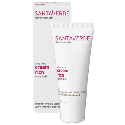 Santaverde - Aloe Vera Creme Rich ohne Duft - Basis Gesichtspflege - 30 ml