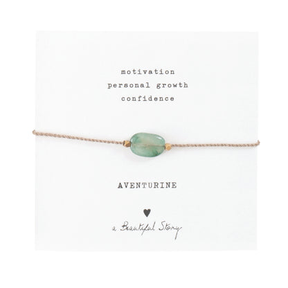 a beautiful story - Gemstone Card Aventurine goldfarben Armband - WERTE FREUNDE