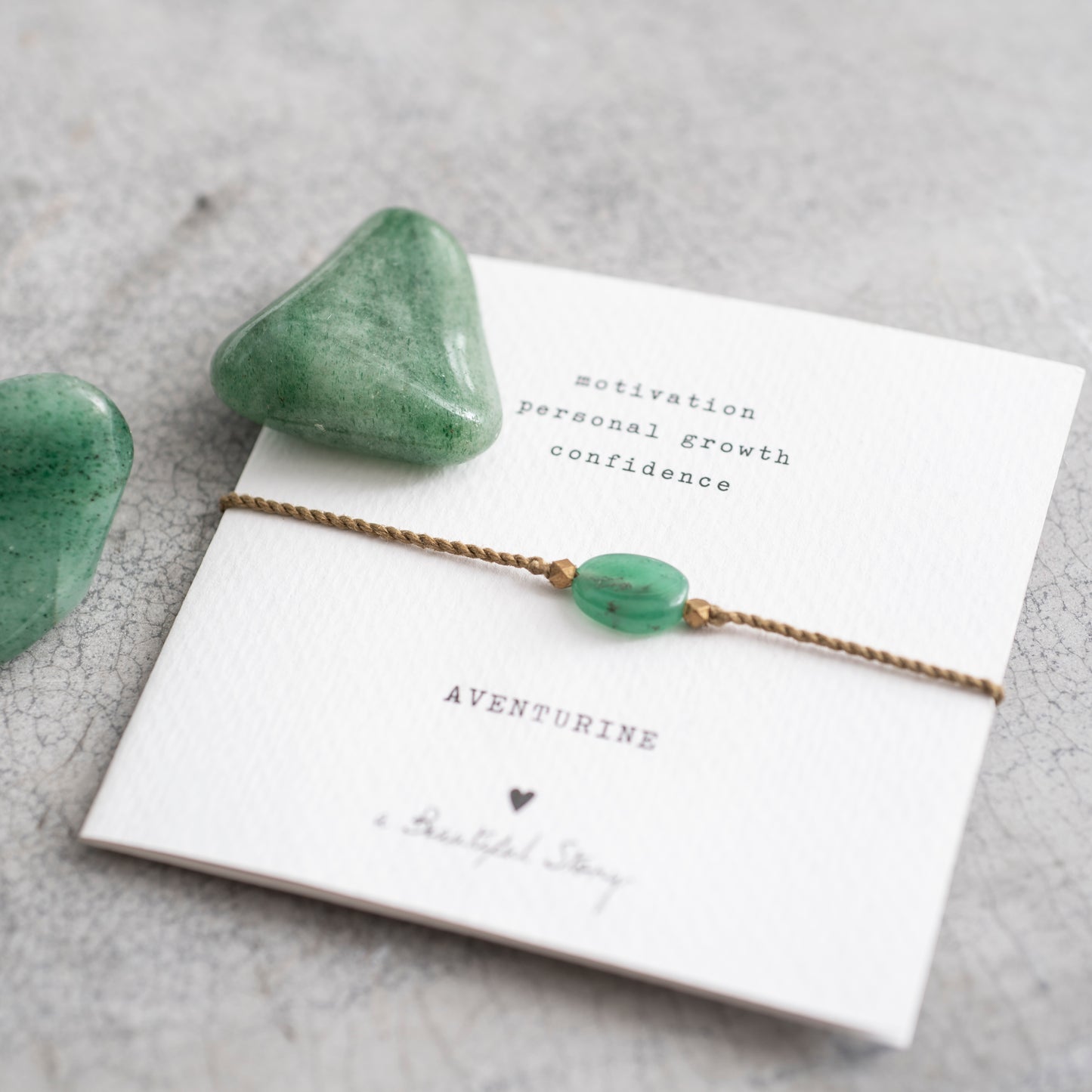a beautiful story - Gemstone Card Aventurine goldfarben Armband - WERTE FREUNDE