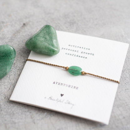 a beautiful story - Gemstone Card Aventurine goldfarben Armband - WERTE FREUNDE