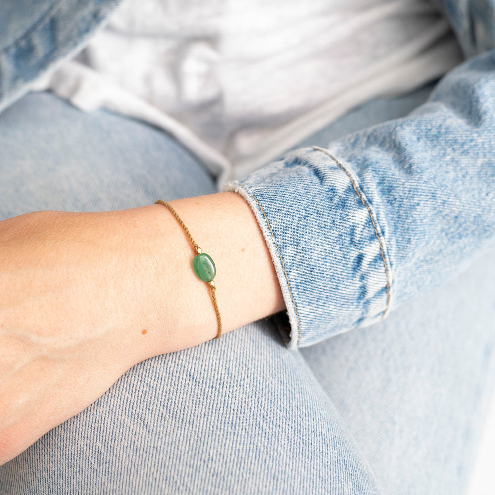 a beautiful story - Gemstone Card Aventurine goldfarben Armband - WERTE FREUNDE