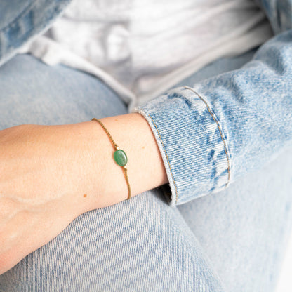 a beautiful story - Gemstone Card Aventurine goldfarben Armband - WERTE FREUNDE