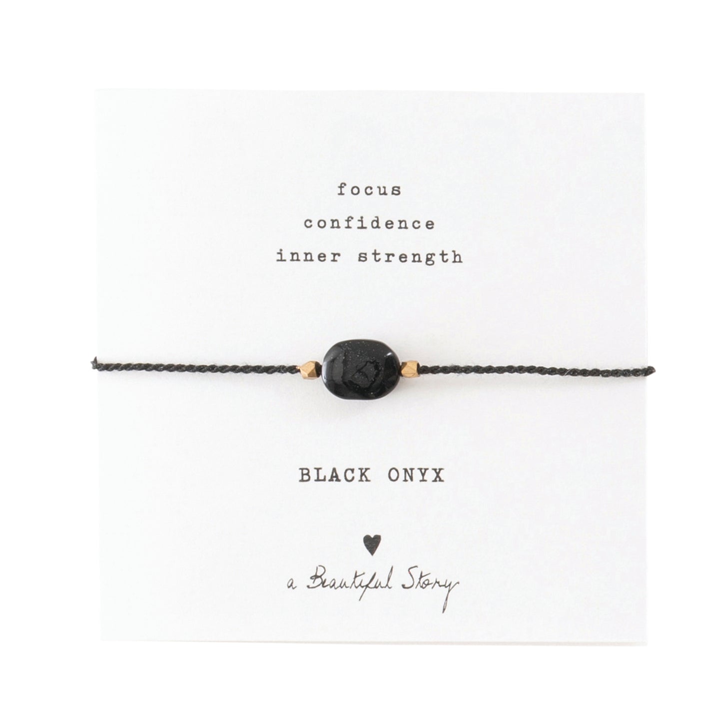 a beautiful story - Gemstone Card Black Onyx goldfarben Armband - WERTE FREUNDE