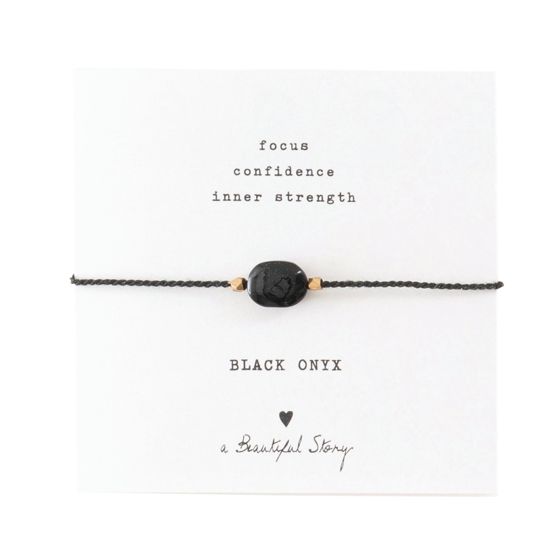 a beautiful story - Gemstone Card Black Onyx goldfarben Armband - WERTE FREUNDE