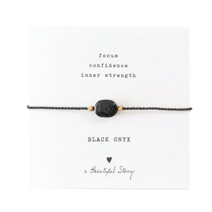 a beautiful story - Gemstone Card Black Onyx goldfarben Armband - WERTE FREUNDE
