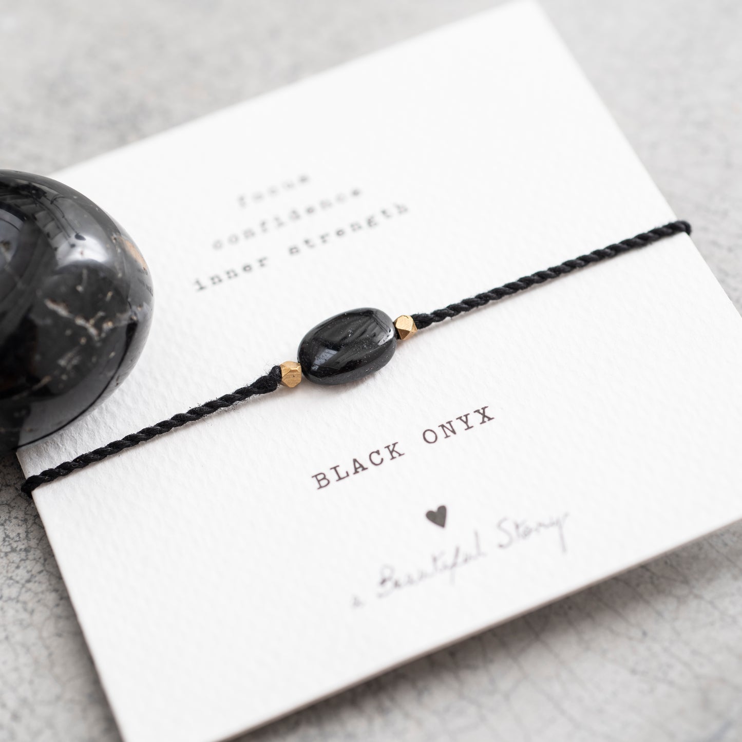 a beautiful story - Gemstone Card Black Onyx goldfarben Armband - WERTE FREUNDE