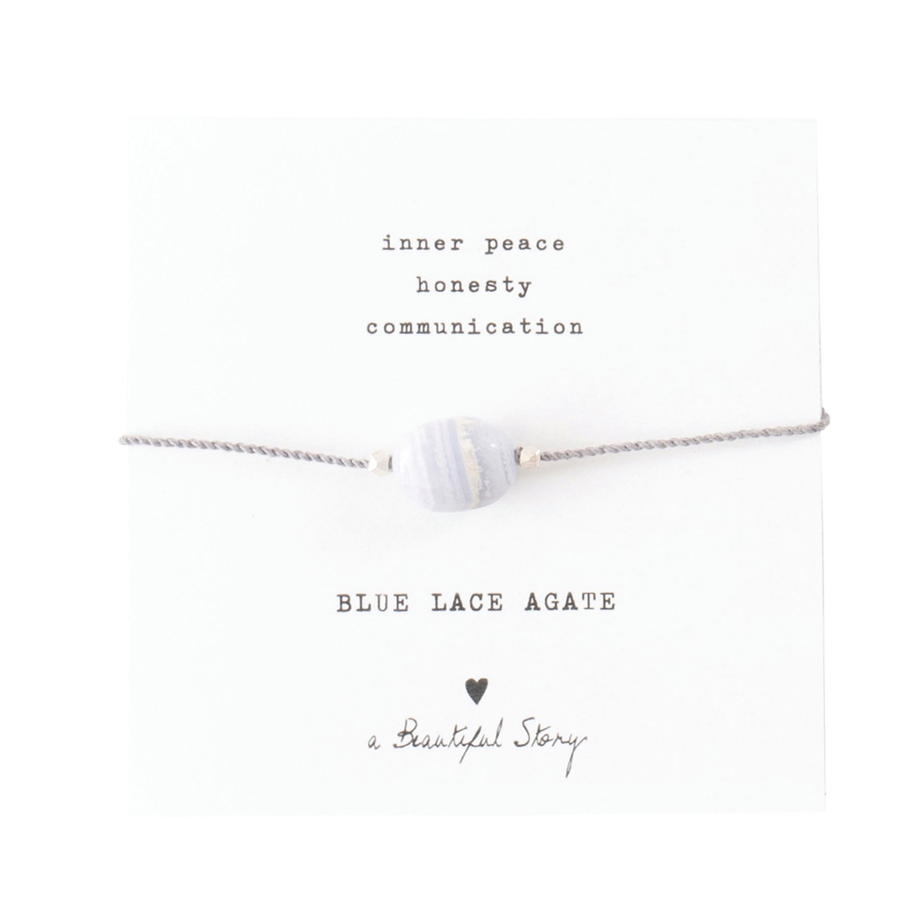 a beautiful story - Gemstone Card Blue Lace Agate silberfarben Armband - WERTE FREUNDE
