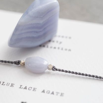 a beautiful story - Gemstone Card Blue Lace Agate silberfarben Armband - WERTE FREUNDE