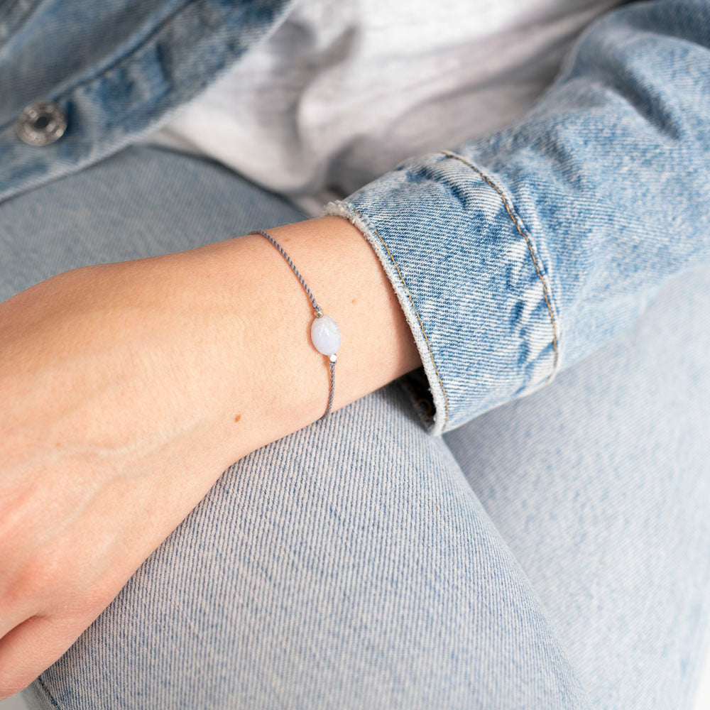 a beautiful story - Gemstone Card Blue Lace Agate silberfarben Armband - WERTE FREUNDE