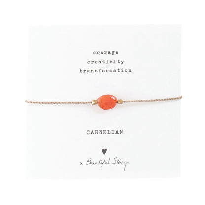 a beautiful story - Gemstone Card Carnelian goldfarben Armband - WERTE FREUNDE