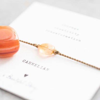 a beautiful story - Gemstone Card Carnelian goldfarben Armband - WERTE FREUNDE
