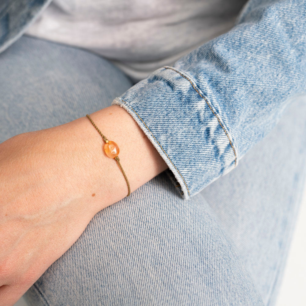 a beautiful story - Gemstone Card Carnelian goldfarben Armband - WERTE FREUNDE