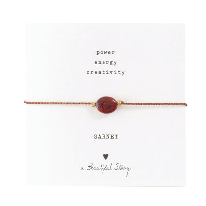 a beautiful story - Gemstone Card Garnet goldfarben Armband - WERTE FREUNDE