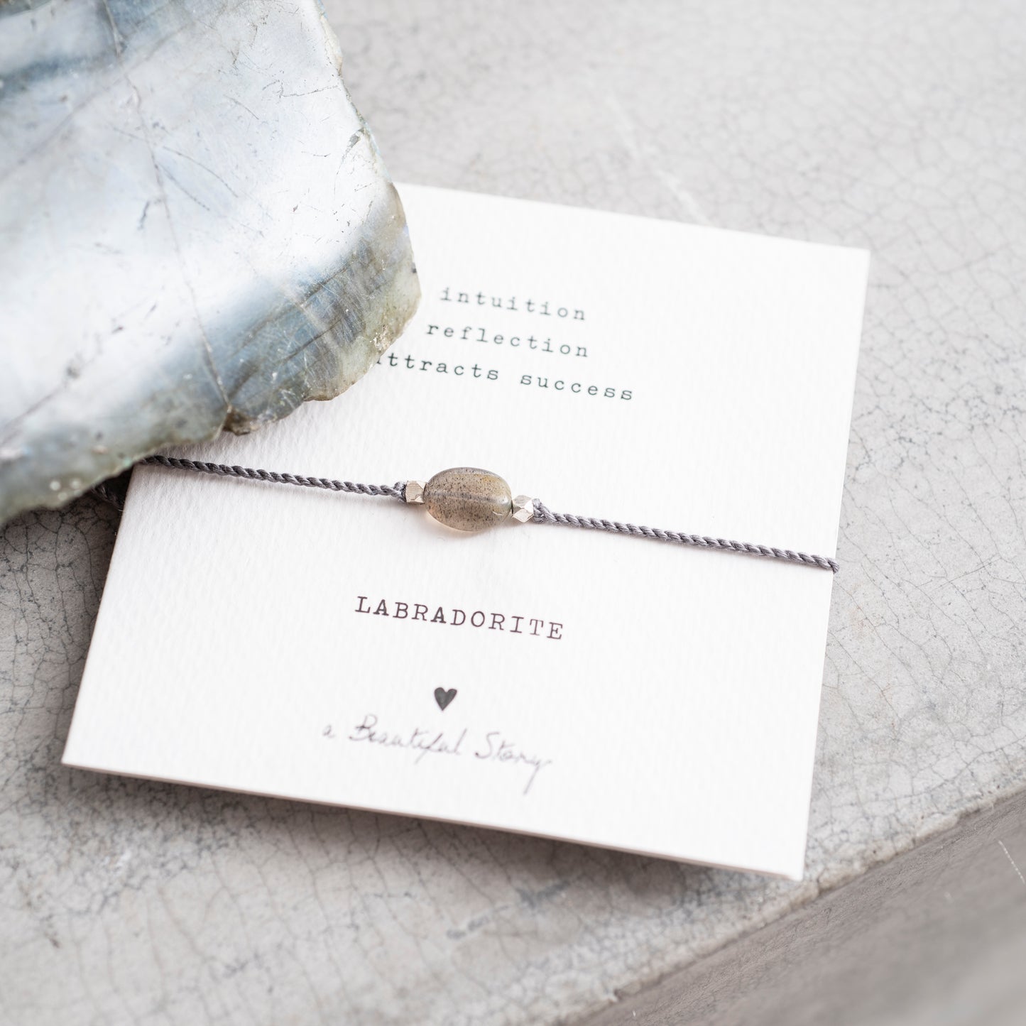 a beautiful story - Gemstone Card Labradorite Silver Armband - WERTE FREUNDE