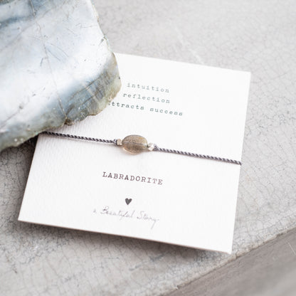 a beautiful story - Gemstone Card Labradorite Silver Armband - WERTE FREUNDE