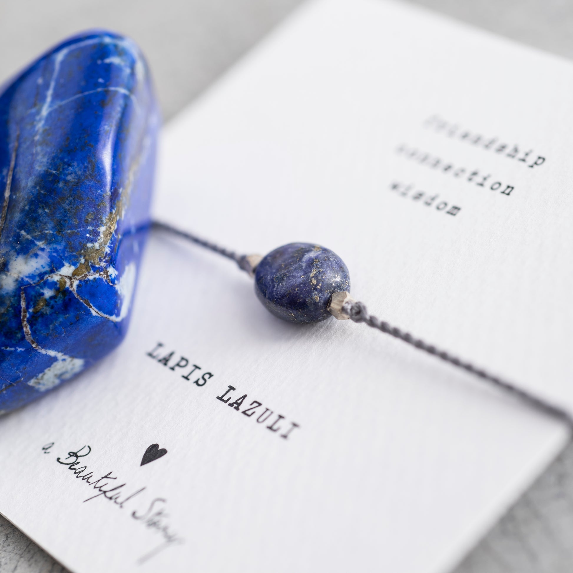 a beautiful story - Gemstone Card Lapis Lazuli Silver Armband - WERTE FREUNDE