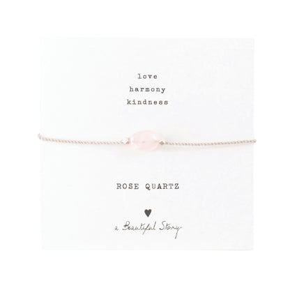 a beautiful story - Gemstone Card Rose Quartz silberfarben Armband - WERTE FREUNDE