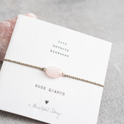 a beautiful story - Gemstone Card Rose Quartz silberfarben Armband - WERTE FREUNDE