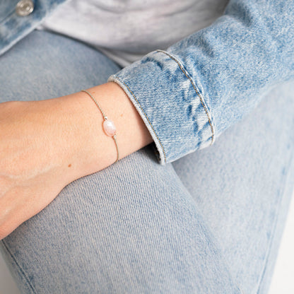 a beautiful story - Gemstone Card Rose Quartz silberfarben Armband - WERTE FREUNDE