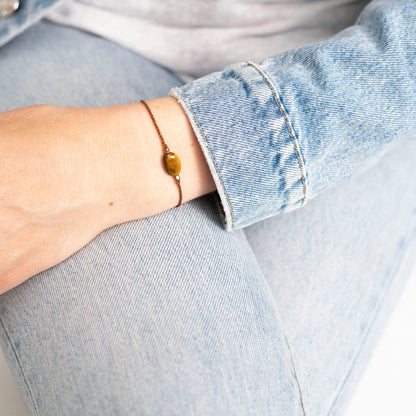 a beautiful story - Gemstone Card Tiger Eye goldfarben Armband - WERTE FREUNDE