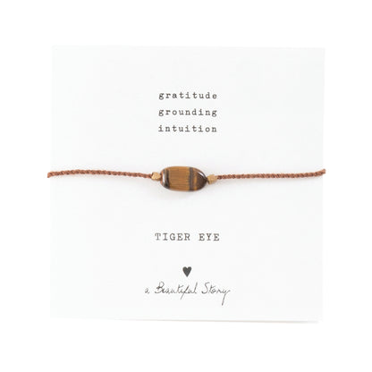 a beautiful story - Gemstone Card Tiger Eye goldfarben Armband - WERTE FREUNDE