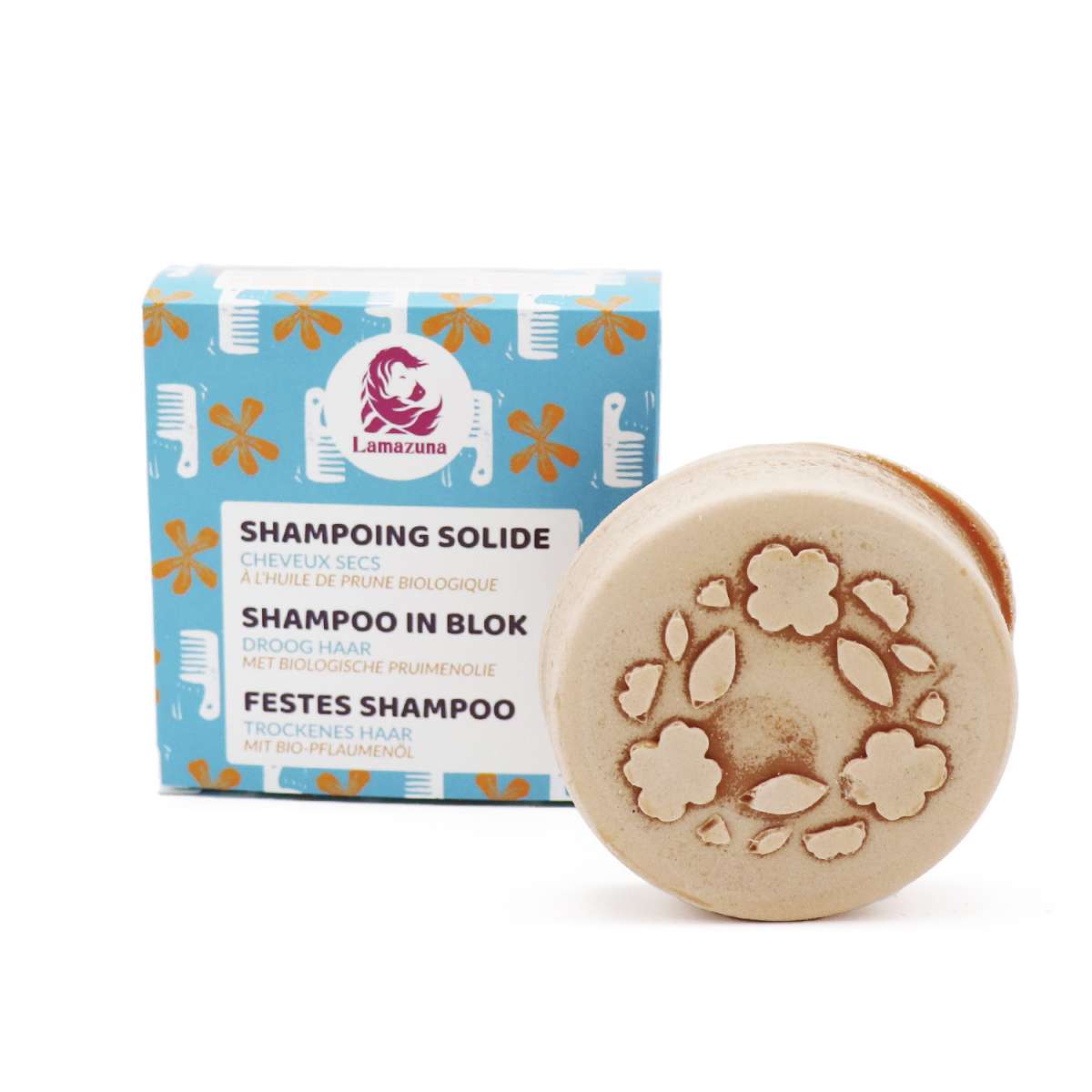 Lamazuna - Festes Shampoo Bio-Pflaumenöl (trockenes Haar) 70ml