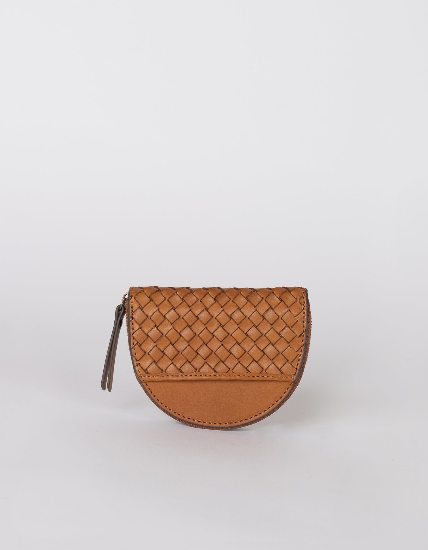 O MY BAG - Laura Coin Purse Cognac Woven Classic Leather