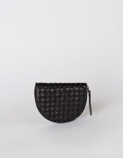 O MY BAG - Laura Coin Purse Black Woven Classic Leather - WERTE FREUNDE