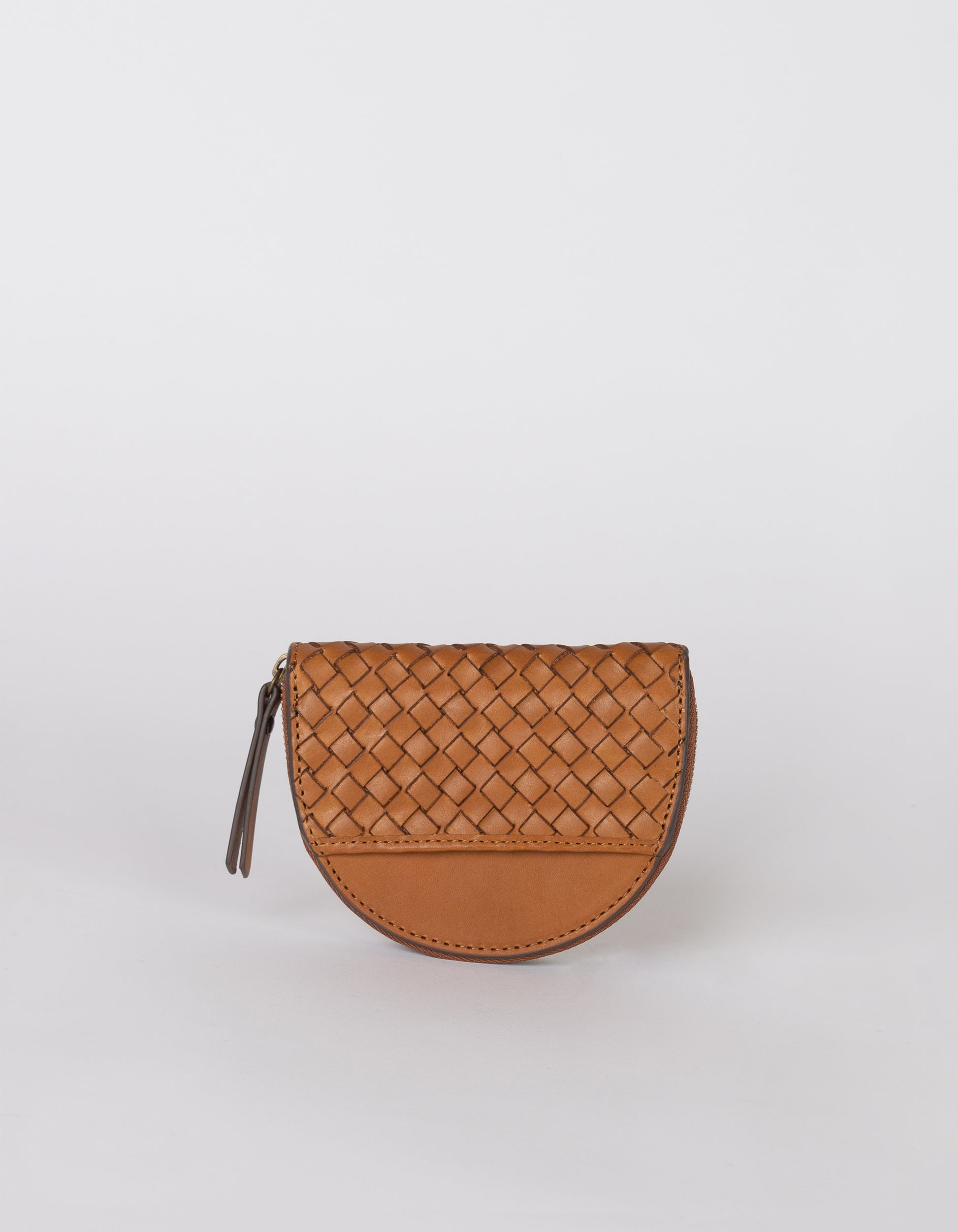 O MY BAG - Laura Coin Purse Cognac Woven Classic Leather - WERTE FREUNDE