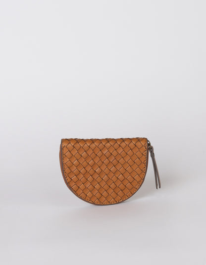 O MY BAG - Laura Coin Purse Cognac Woven Classic Leather - WERTE FREUNDE