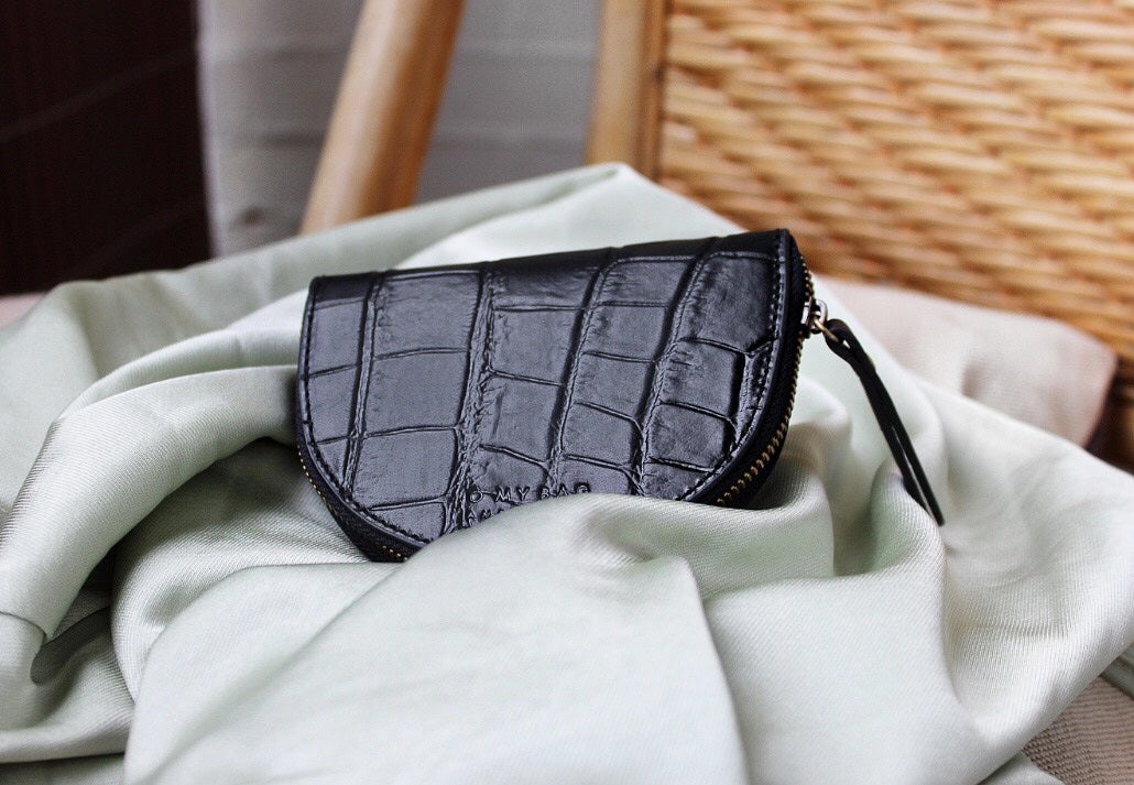 O MY BAG - LAURA'S PURSE Classic Black Croco - WERTE FREUNDE