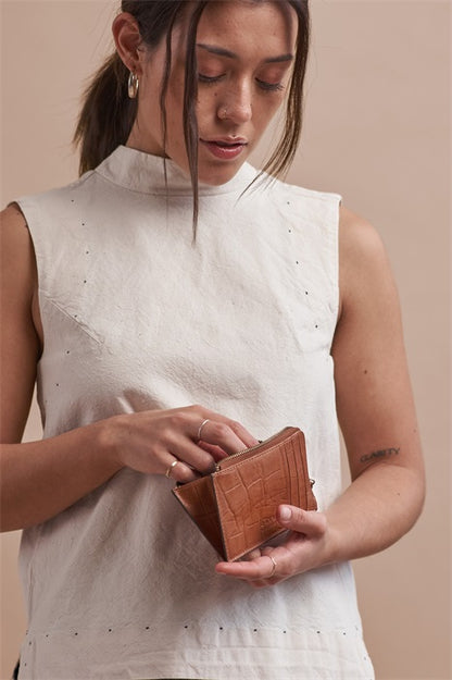 O MY BAG - Lola Coin Purse Cognac Croco - WERTE FREUNDE