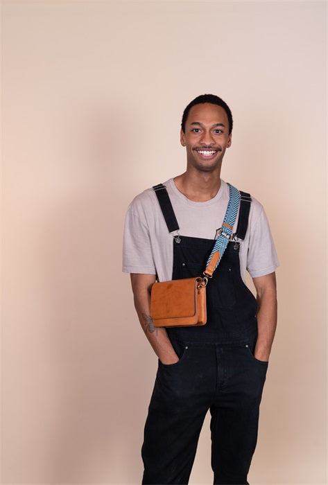 O MY BAG - JADE HERRINGBONE WEBBING STRAP Classic Cognac - WERTE FREUNDE