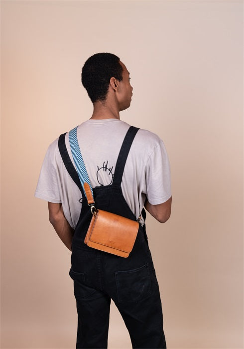 O MY BAG - JADE HERRINGBONE WEBBING STRAP Classic Cognac - WERTE FREUNDE