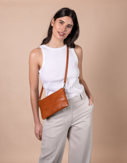 O MY BAG - Lexi Cognac woven classic leather - WERTE FREUNDE