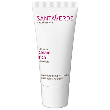 Santaverde - Aloe Vera Creme Rich ohne Duft - Basis Gesichtspflege - 30 ml - WERTE FREUNDE